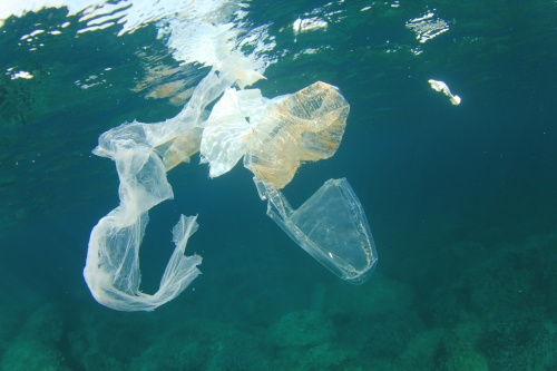 Plastic rubbish garbage pollution in ocean causes environmental problem